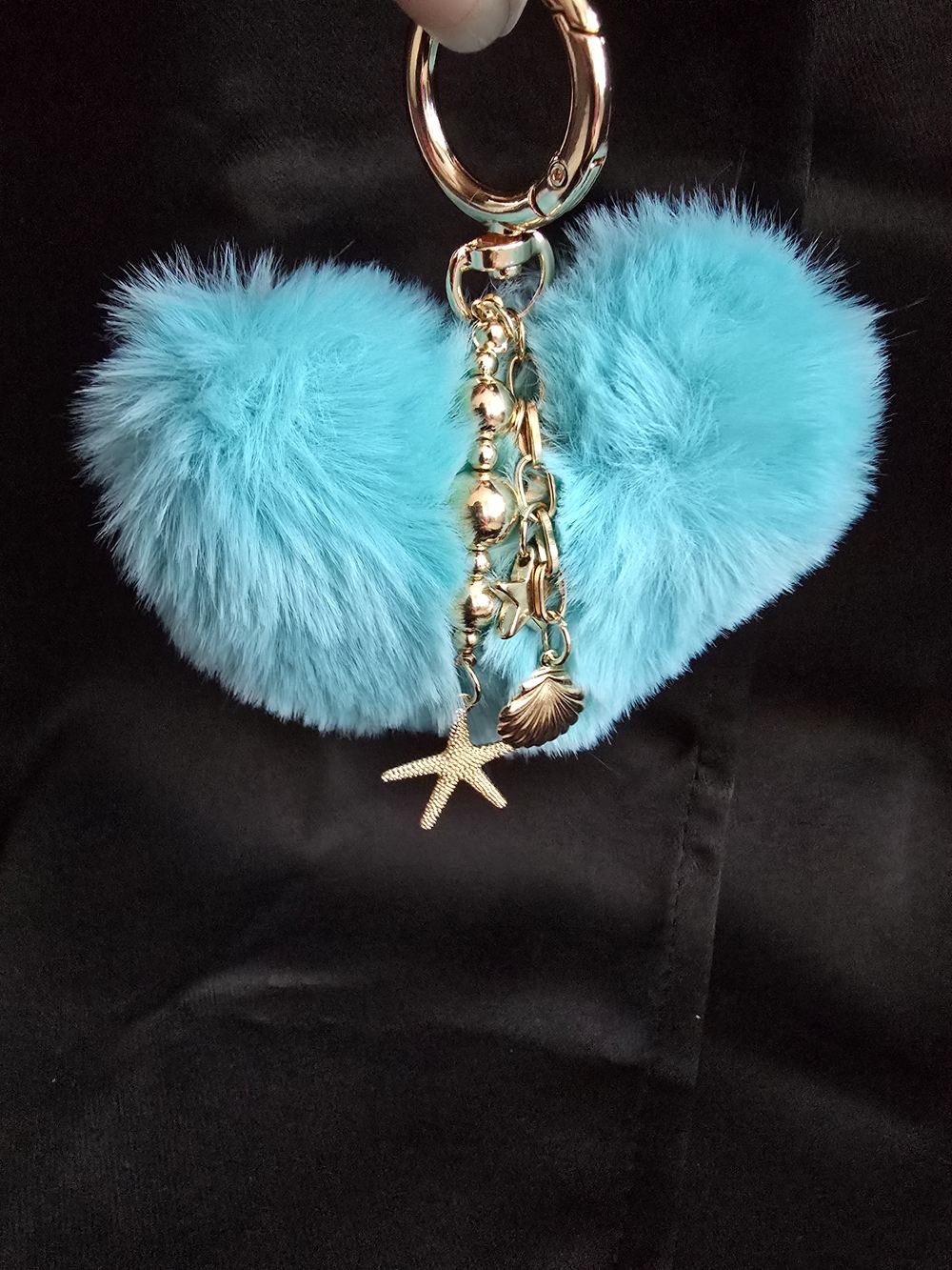 Tropical Heart Keychain Pom Pom / Bag Charm - Picture 5 of 8